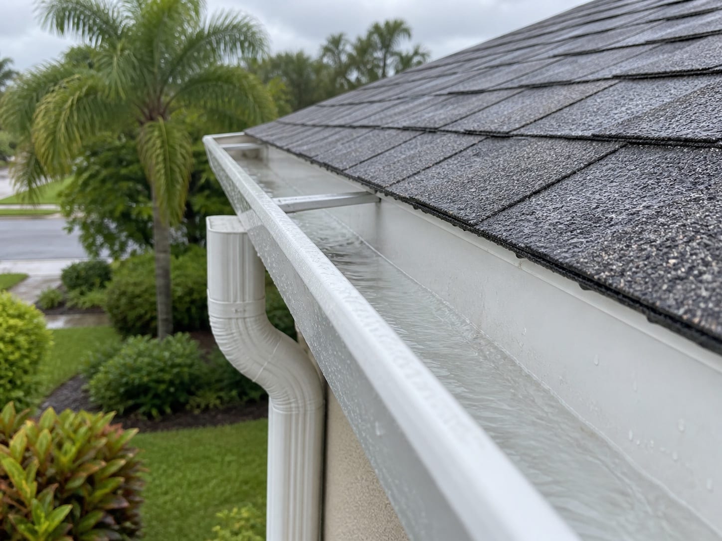 A cleaned gutter run after a Homesheen visit