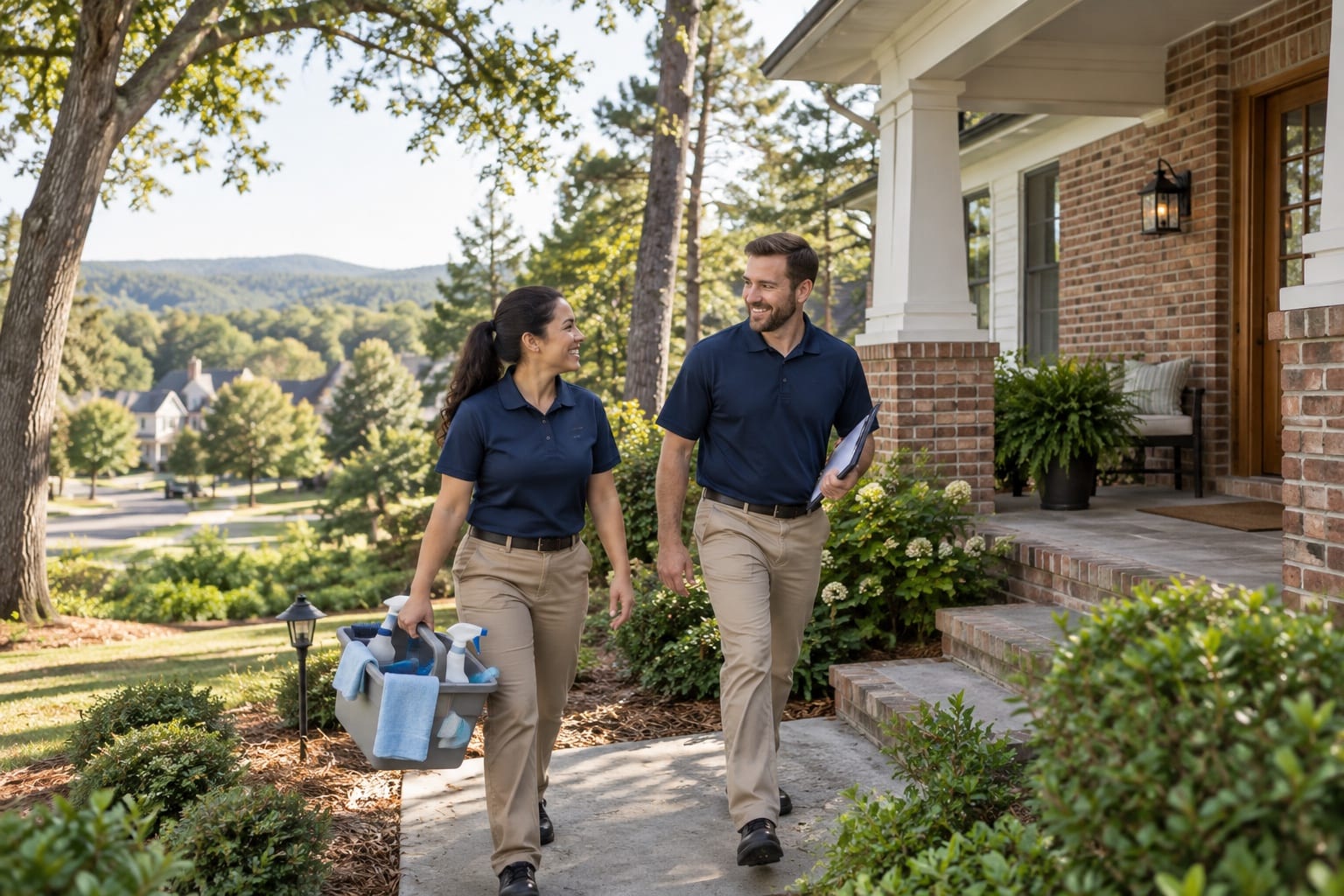 A Homesheen cleaning crew arriving at a home in Arkansas