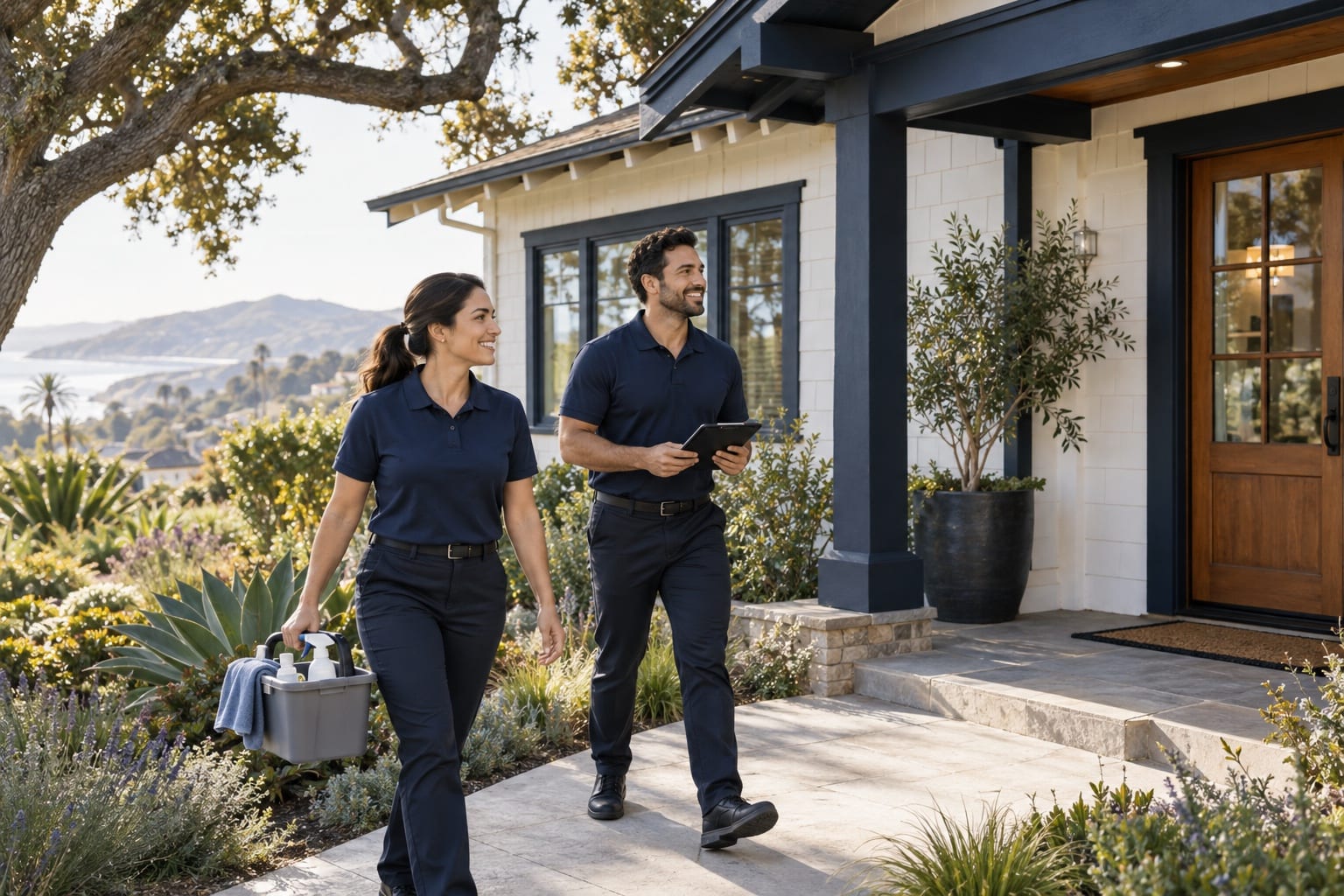 A Homesheen cleaning crew arriving at a home in California
