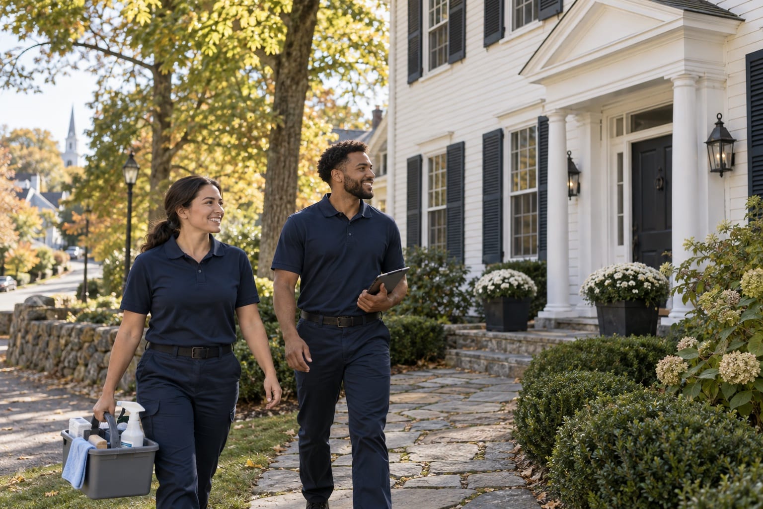 A Homesheen cleaning crew arriving at a home in Connecticut