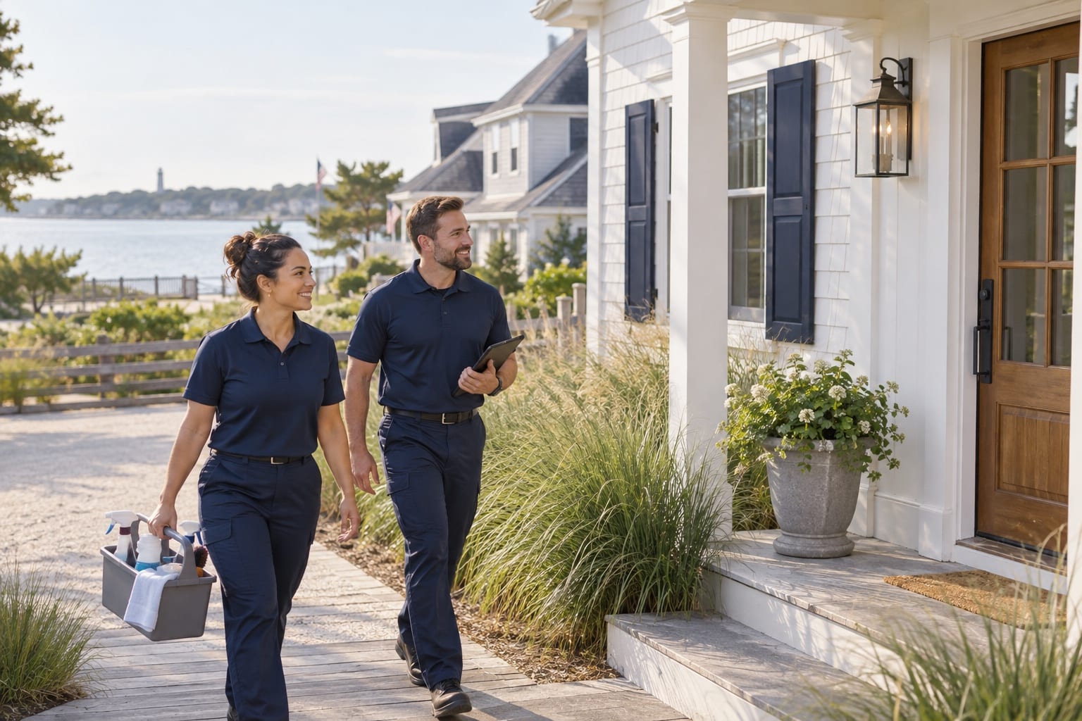 A Homesheen cleaning crew arriving at a home in Delaware