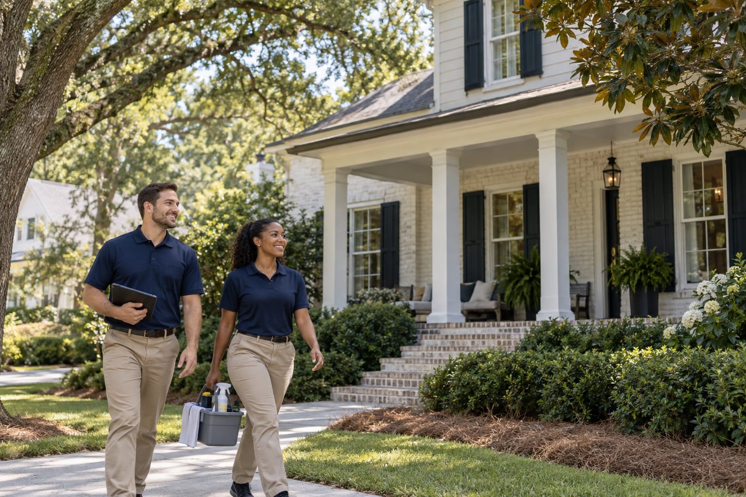 A Homesheen cleaning crew arriving at a home in Georgia