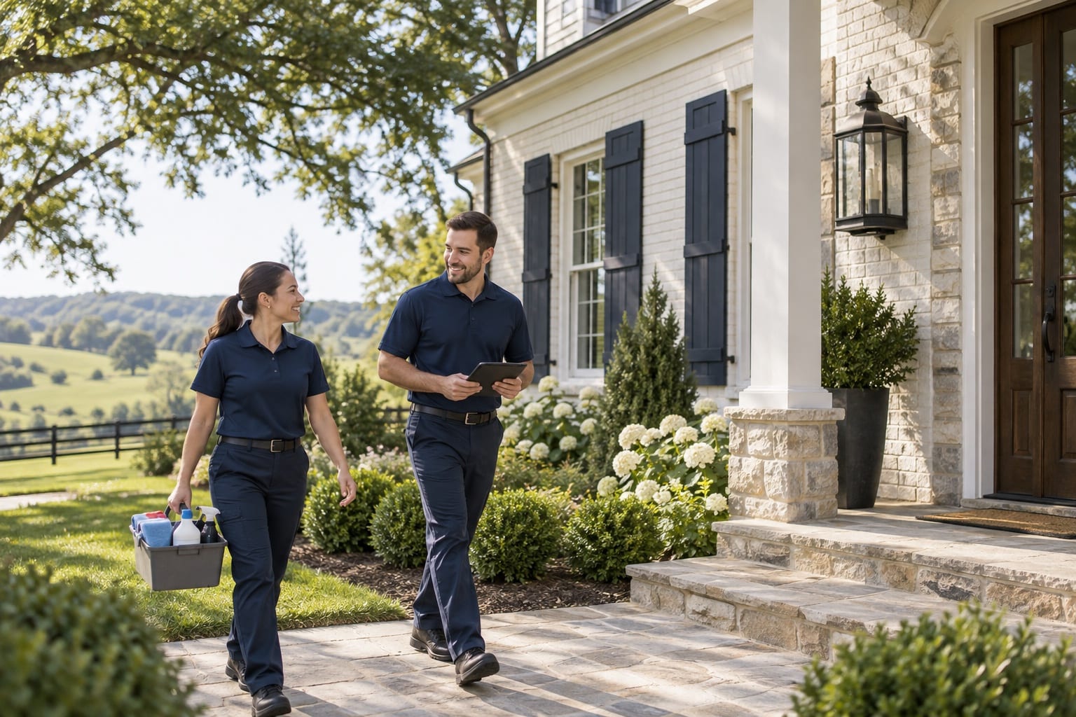A Homesheen cleaning crew arriving at a home in Kentucky