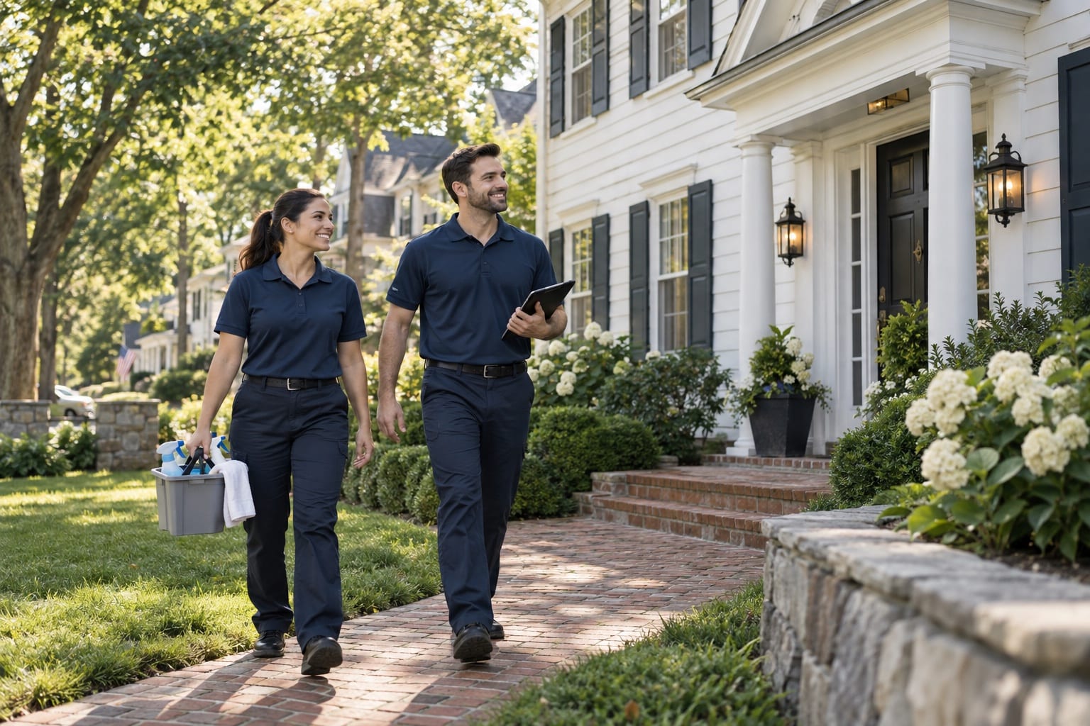 A Homesheen cleaning crew arriving at a home in New Jersey
