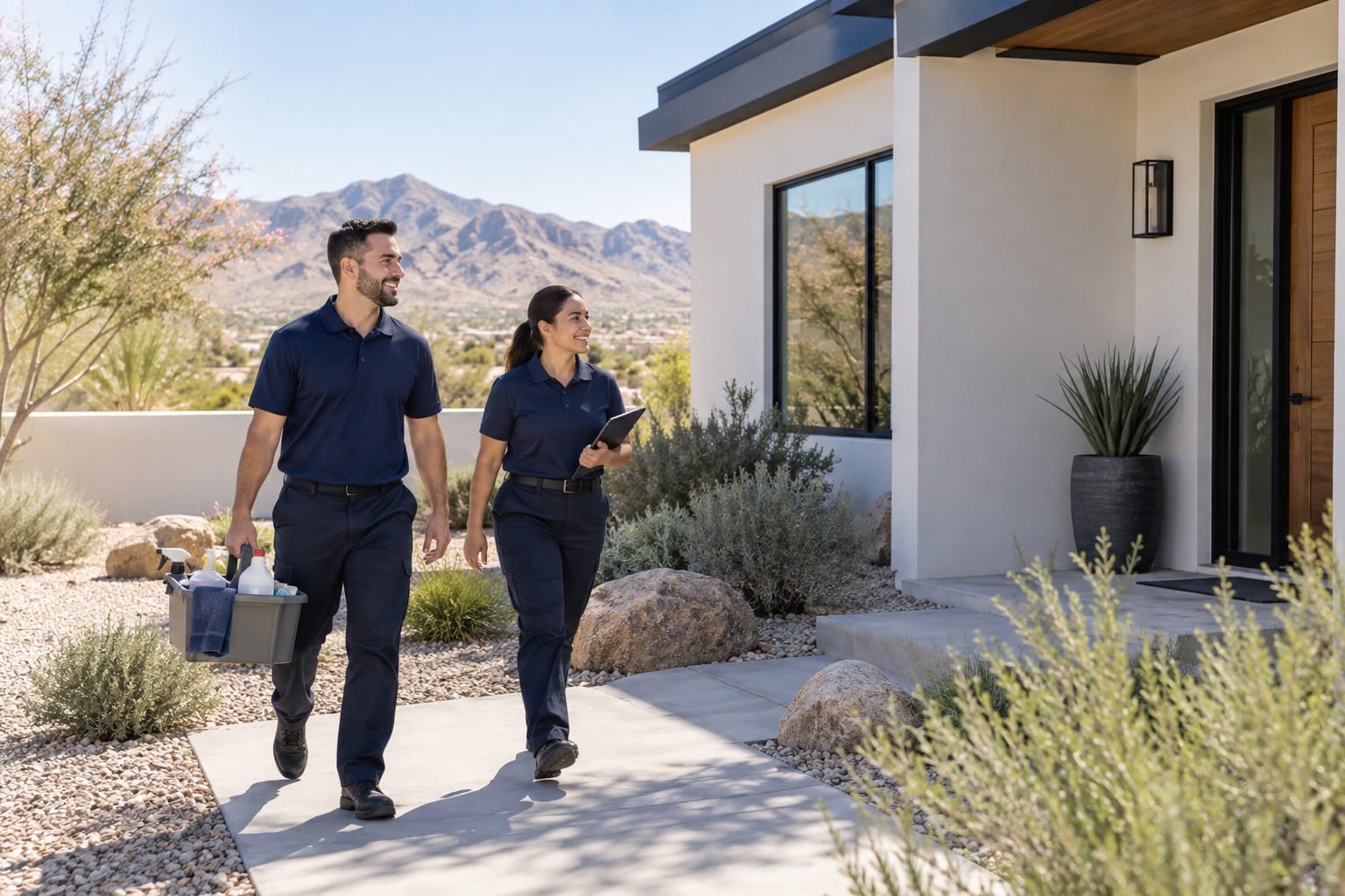 A Homesheen cleaning crew arriving at a home in Nevada
