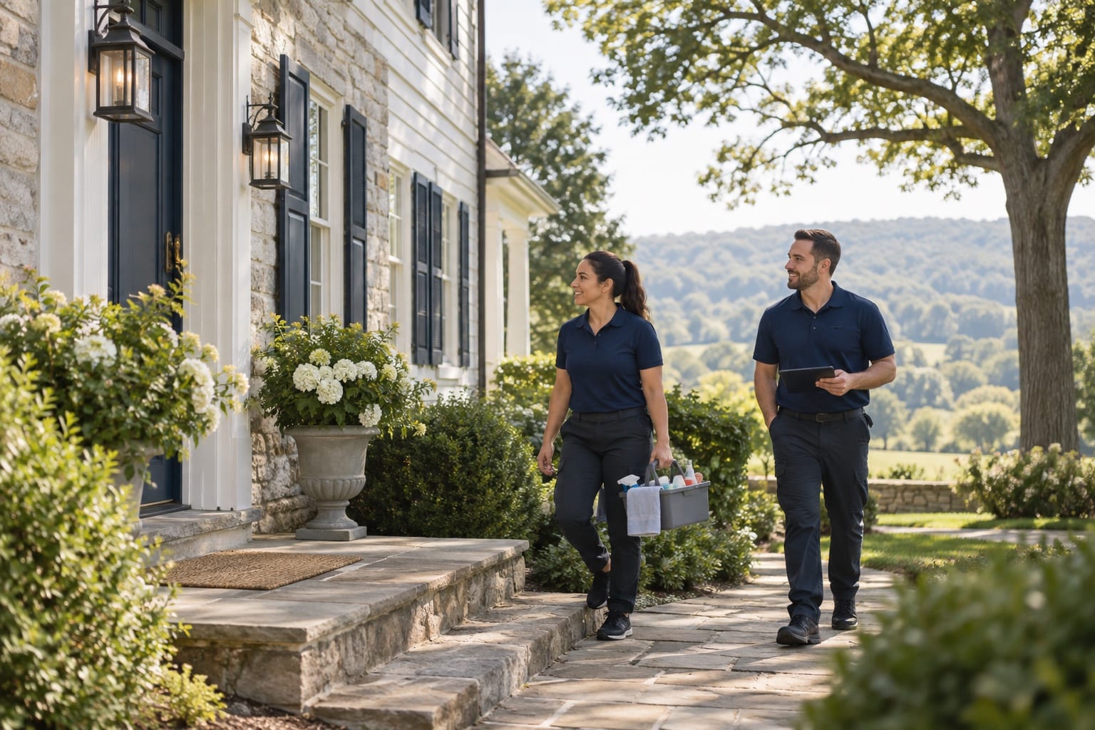 A Homesheen cleaning crew arriving at a home in Pennsylvania