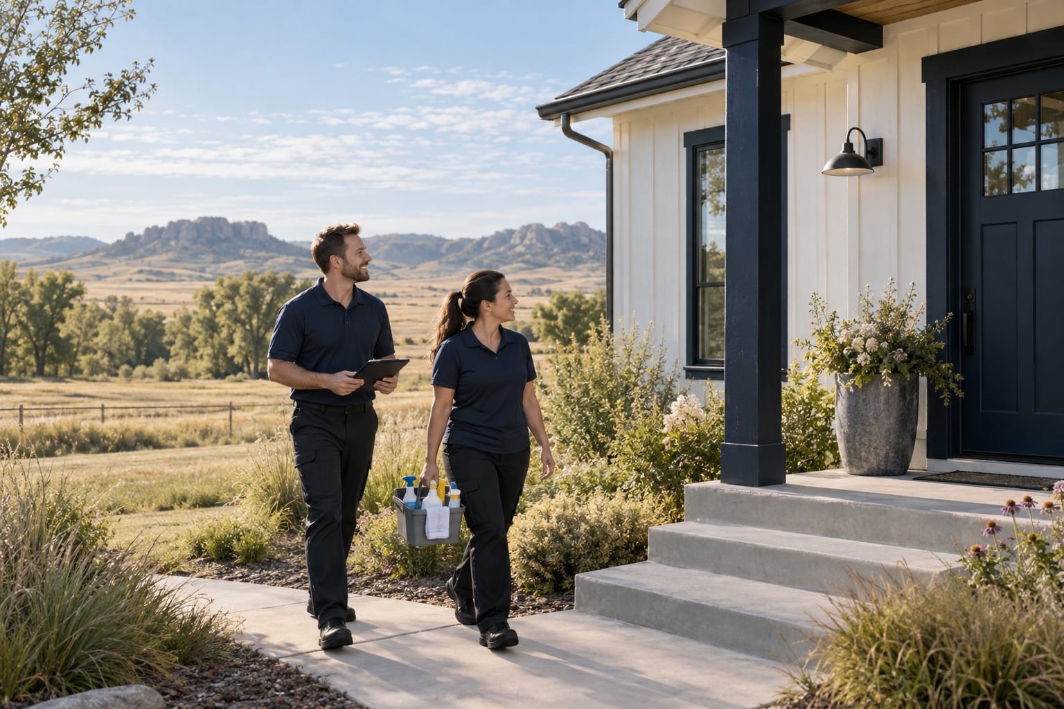 A Homesheen cleaning crew arriving at a home in South Dakota