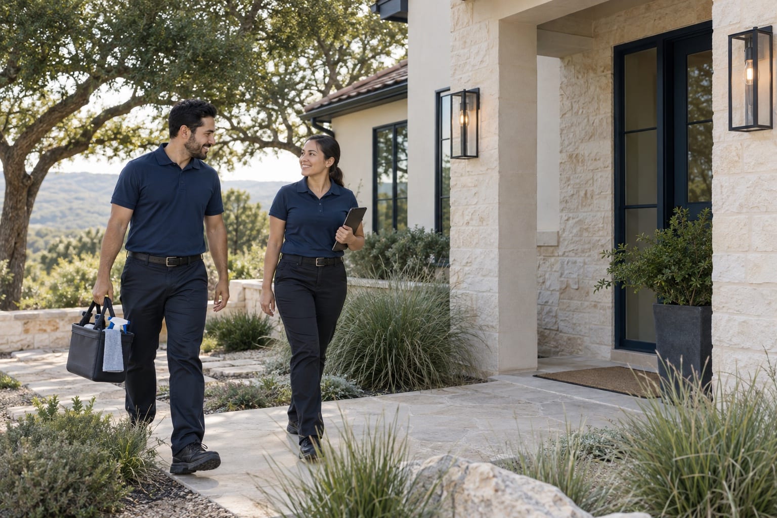 A Homesheen cleaning crew arriving at a home in Texas
