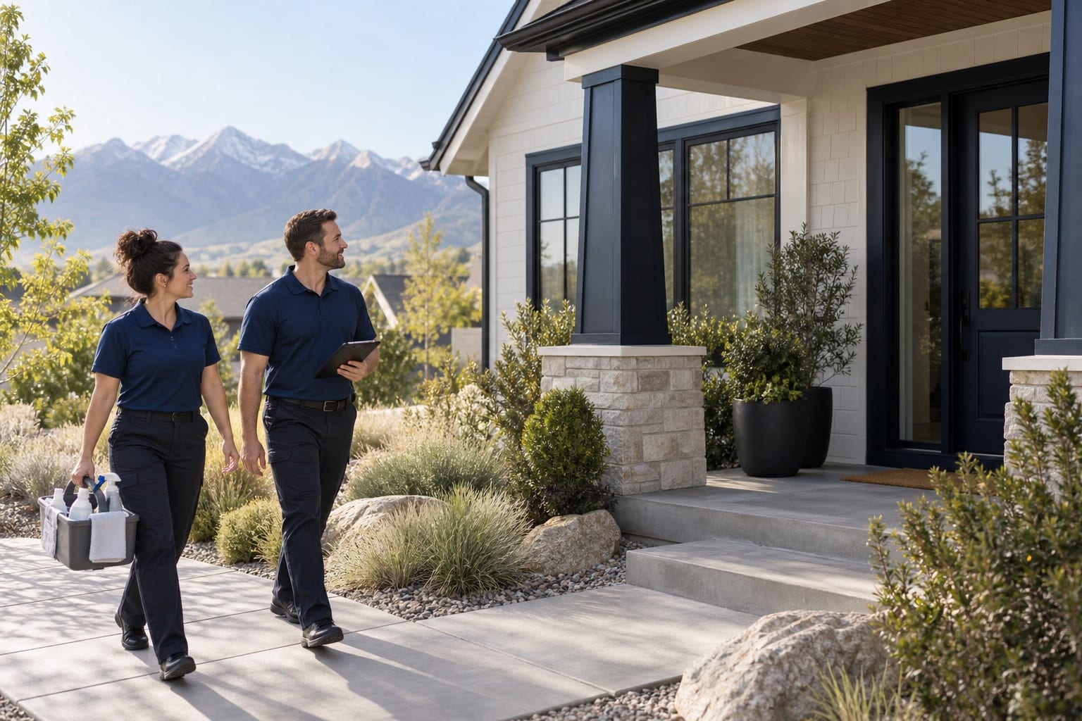 A Homesheen cleaning crew arriving at a home in Utah