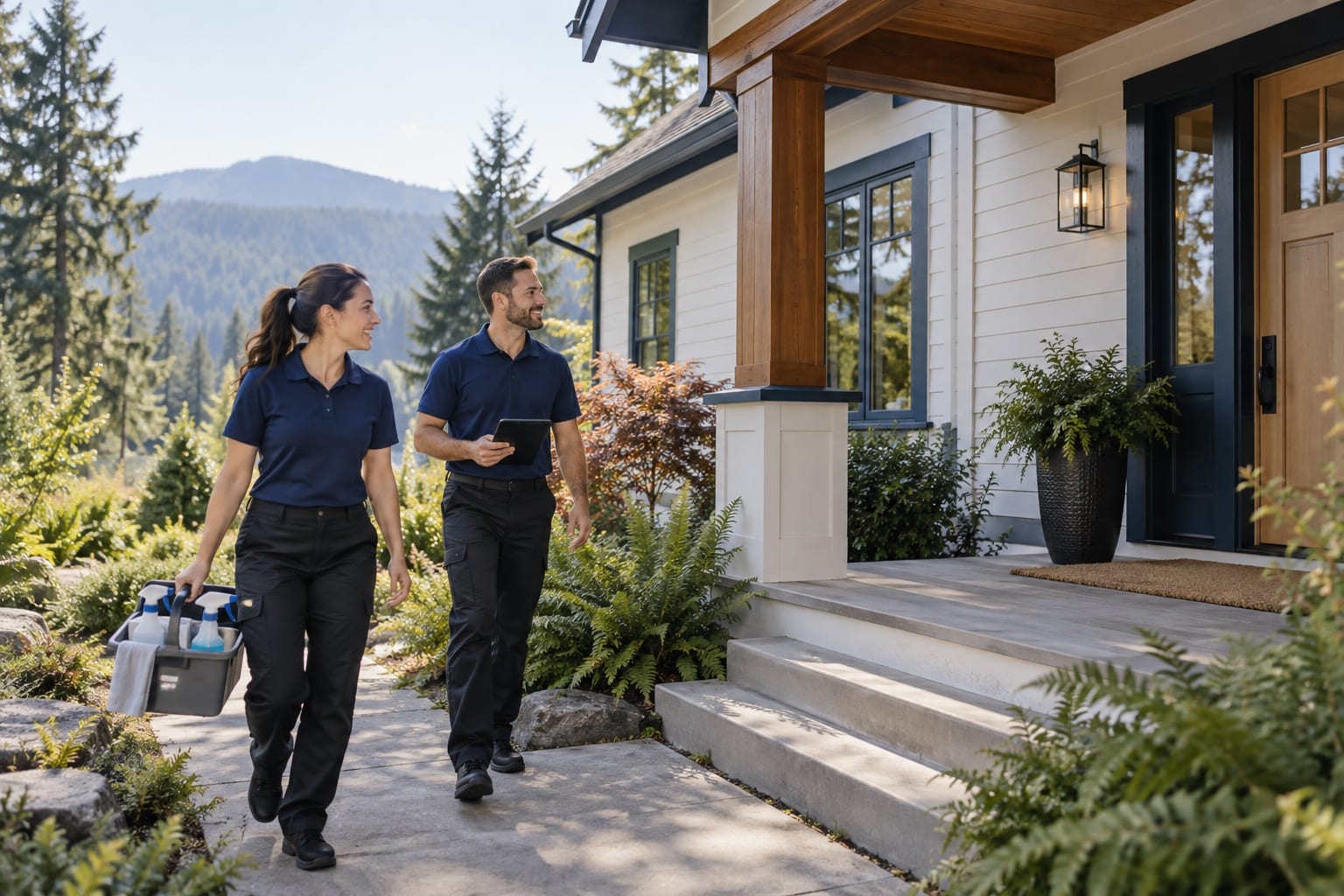 A Homesheen cleaning crew arriving at a home in Washington